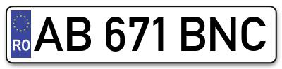 Placuta inmatriculare numar auto  AB-671-BNC, AB 671 BNC, AB671BNC