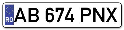 Placuta inmatriculare numar auto  AB-674-PNX, AB 674 PNX, AB674PNX