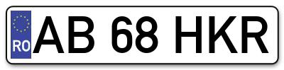 Placuta inmatriculare numar auto  AB-68-HKR, AB 68 HKR, AB68HKR