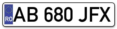 Placuta inmatriculare numar auto  AB-680-JFX, AB 680 JFX, AB680JFX