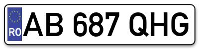 Placuta inmatriculare numar auto  AB-687-QHG, AB 687 QHG, AB687QHG