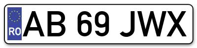 Placuta inmatriculare numar auto  AB-69-JWX, AB 69 JWX, AB69JWX
