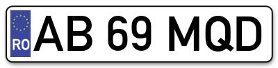 Placuta inmatriculare numar auto  AB-69-MQD, AB 69 MQD, AB69MQD