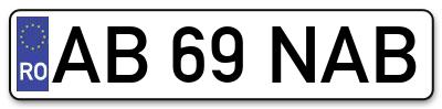 Placuta inmatriculare numar auto  AB-69-NAB, AB 69 NAB, AB69NAB