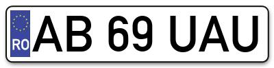 Placuta inmatriculare numar auto  AB-69-UAU, AB 69 UAU, AB69UAU