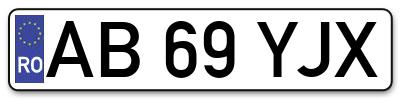 Placuta inmatriculare numar auto  AB-69-YJX, AB 69 YJX, AB69YJX