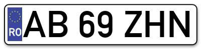Placuta inmatriculare numar auto  AB-69-ZHN, AB 69 ZHN, AB69ZHN