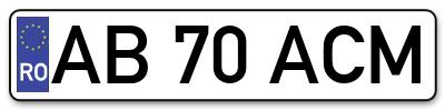 Placuta inmatriculare numar auto  AB-70-ACM, AB 70 ACM, AB70ACM