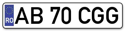 Placuta inmatriculare numar auto  AB-70-CGG, AB 70 CGG, AB70CGG