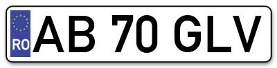 Placuta inmatriculare numar auto  AB-70-GLV, AB 70 GLV, AB70GLV