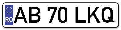 Placuta inmatriculare numar auto  AB-70-LKQ, AB 70 LKQ, AB70LKQ