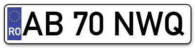 Placuta inmatriculare numar auto  AB-70-NWQ, AB 70 NWQ, AB70NWQ