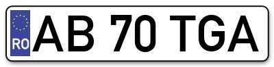 Placuta inmatriculare numar auto  AB-70-TGA, AB 70 TGA, AB70TGA