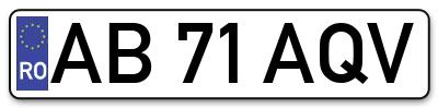 Placuta inmatriculare numar auto  AB-71-AQV, AB 71 AQV, AB71AQV