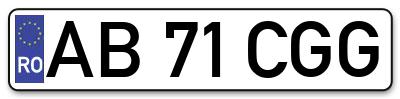 Placuta inmatriculare numar auto  AB-71-CGG, AB 71 CGG, AB71CGG