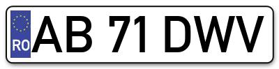 Placuta inmatriculare numar auto  AB-71-DWV, AB 71 DWV, AB71DWV