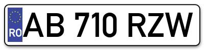 Placuta inmatriculare numar auto  AB-710-RZW, AB 710 RZW, AB710RZW