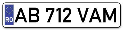 Placuta inmatriculare numar auto  AB-712-VAM, AB 712 VAM, AB712VAM