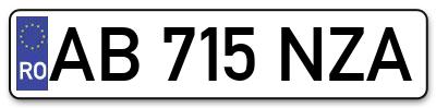 Placuta inmatriculare numar auto  AB-715-NZA, AB 715 NZA, AB715NZA