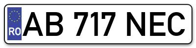 Placuta inmatriculare numar auto  AB-717-NEC, AB 717 NEC, AB717NEC