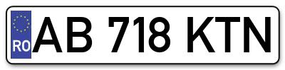 Placuta inmatriculare numar auto  AB-718-KTN, AB 718 KTN, AB718KTN