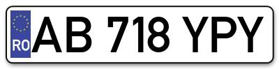 Placuta inmatriculare numar auto  AB-718-YPY, AB 718 YPY, AB718YPY