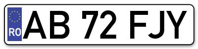 Placuta inmatriculare numar auto  AB-72-FJY, AB 72 FJY, AB72FJY