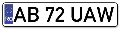 Placuta inmatriculare numar auto  AB-72-UAW, AB 72 UAW, AB72UAW
