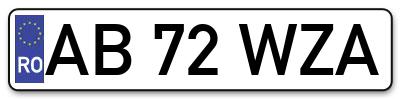 Placuta inmatriculare numar auto  AB-72-WZA, AB 72 WZA, AB72WZA