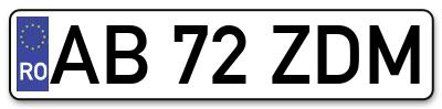 Placuta inmatriculare numar auto  AB-72-ZDM, AB 72 ZDM, AB72ZDM