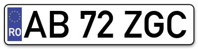 Placuta inmatriculare numar auto  AB-72-ZGC, AB 72 ZGC, AB72ZGC