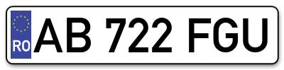Placuta inmatriculare numar auto  AB-722-FGU, AB 722 FGU, AB722FGU