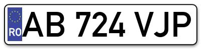 Placuta inmatriculare numar auto  AB-724-VJP, AB 724 VJP, AB724VJP