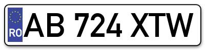 Placuta inmatriculare numar auto  AB-724-XTW, AB 724 XTW, AB724XTW