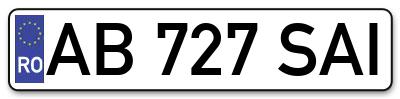 Placuta inmatriculare numar auto  AB-727-SAI, AB 727 SAI, AB727SAI