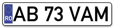 Placuta inmatriculare numar auto  AB-73-VAM, AB 73 VAM, AB73VAM