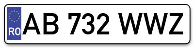 Placuta inmatriculare numar auto  AB-732-WWZ, AB 732 WWZ, AB732WWZ