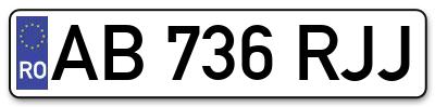Placuta inmatriculare numar auto  AB-736-RJJ, AB 736 RJJ, AB736RJJ