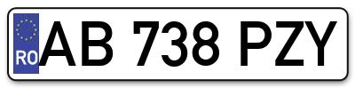 Placuta inmatriculare numar auto  AB-738-PZY, AB 738 PZY, AB738PZY