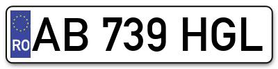 Placuta inmatriculare numar auto  AB-739-HGL, AB 739 HGL, AB739HGL