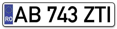 Placuta inmatriculare numar auto  AB-743-ZTI, AB 743 ZTI, AB743ZTI