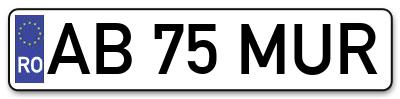 Placuta inmatriculare numar auto  AB-75-MUR, AB 75 MUR, AB75MUR