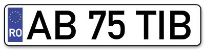 Placuta inmatriculare numar auto  AB-75-TIB, AB 75 TIB, AB75TIB