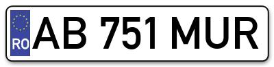 Placuta inmatriculare numar auto  AB-751-MUR, AB 751 MUR, AB751MUR