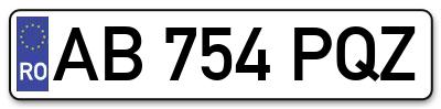 Placuta inmatriculare numar auto  AB-754-PQZ, AB 754 PQZ, AB754PQZ