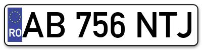 Placuta inmatriculare numar auto  AB-756-NTJ, AB 756 NTJ, AB756NTJ