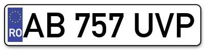 Placuta inmatriculare numar auto  AB-757-UVP, AB 757 UVP, AB757UVP