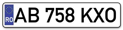 Placuta inmatriculare numar auto  AB-758-KXO, AB 758 KXO, AB758KXO