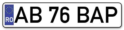 Placuta inmatriculare numar auto  AB-76-BAP, AB 76 BAP, AB76BAP