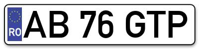 Placuta inmatriculare numar auto  AB-76-GTP, AB 76 GTP, AB76GTP